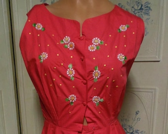 Vintage Italian 50s Dress with Embroidery, Barbara of Italy