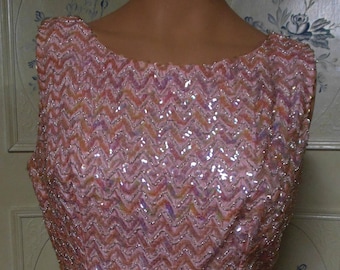 Roze mouwloos kralen shirt van Stephen O'Grady, Buste 38"