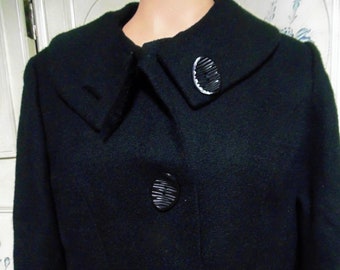 1950 Two Piece Black Suit, Jacket and Skirt, Bust 38", By Walda Scott