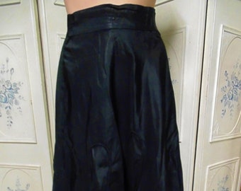 Vintage Black Satin Skirt, Waist 25"