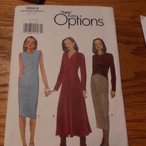 Vogue Dress Pattern Easy Options 9563, Size 6-10UNCUT