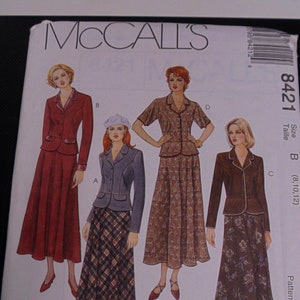 McCall&#39;s Jacket and Bias Skirt, #8421, Size 8-12, UNCUT