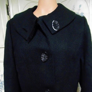 1950 Two Piece Black Suit, Jacket and Skirt, Bust 38&quot;, By Walda Scott