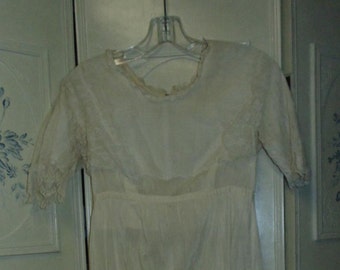 Teens Empire Waist Dress, Silk and Lace, Bust 32", Edwardian