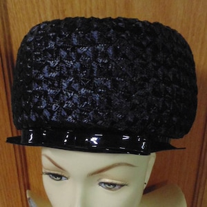 1960 Straw Bubble Hat with a Vinyl Bow by Cherry and Webb