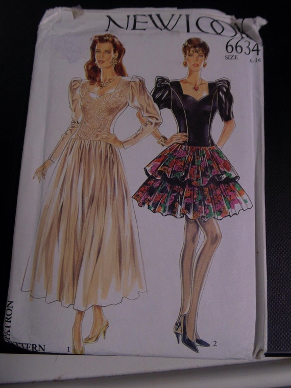 New Look Short and Long Dress #6634, Size 6-16, UNCUT - Etsy