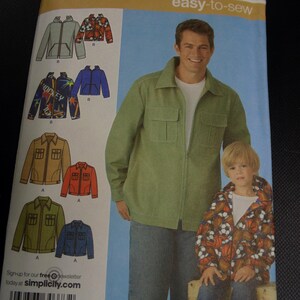 Simplicity Boys and Mens Jacket and Hooded Sweatshirt, 3890, Size S-XL, UNCUT