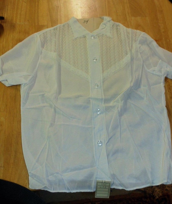 1950s Nylon Blouse, New Old Stock, Size 34 Bust.