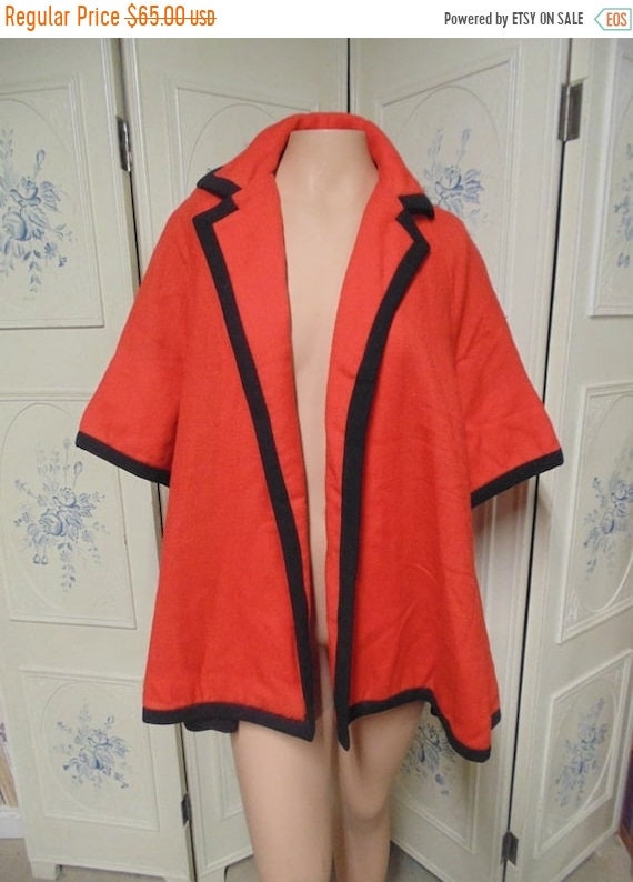Vintage Red Swing Coat, Elbow Length Sleeves, Mam… - image 2