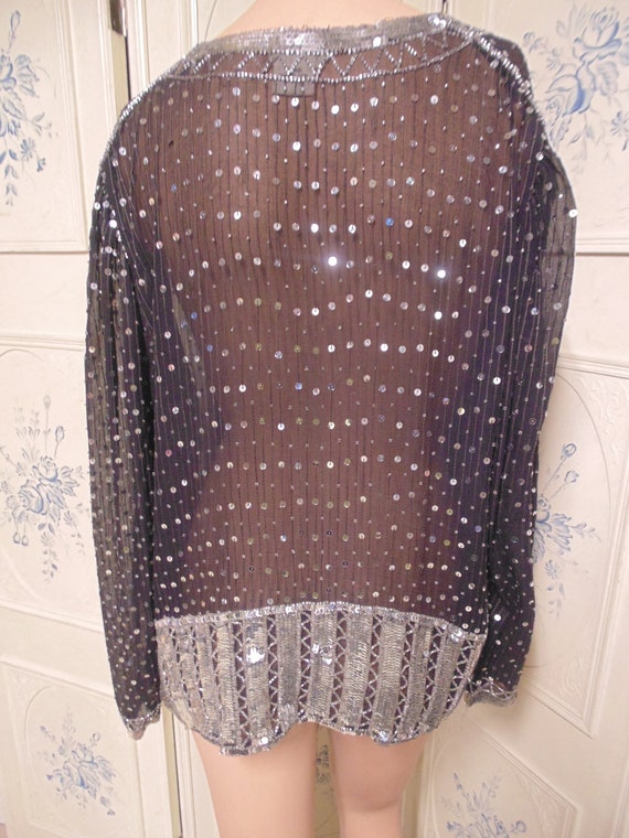 Judith Ann Creations Beaded Silk Jacket, Bust 42" - image 3