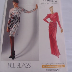 Vogue Patterns, Bill Blass, Size 8-12, Uncut, Misses Dress