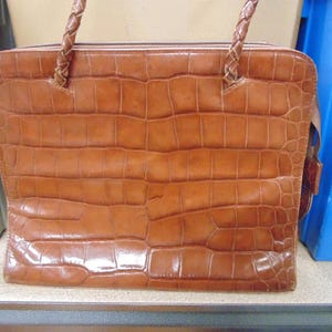 Brown Beth Levin Vintage Faux Alligator Handtasche, 10 &quot;hoch x 12&quot; breit