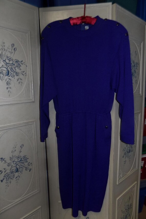 1960-70's St. John Blue Knit Dress Size 