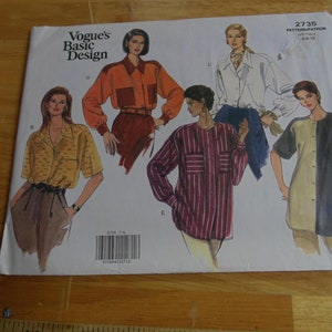 Vogue Shirt Basic Design, #2735, Size 6-8-10, UNCUT