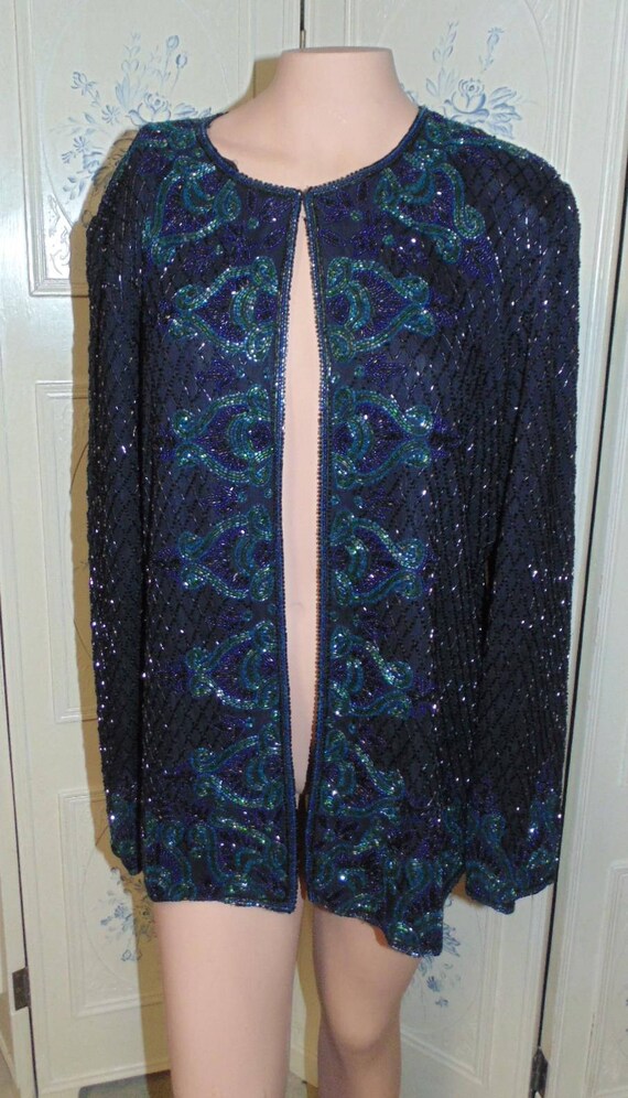 Beaded Jacket by Scala, XL