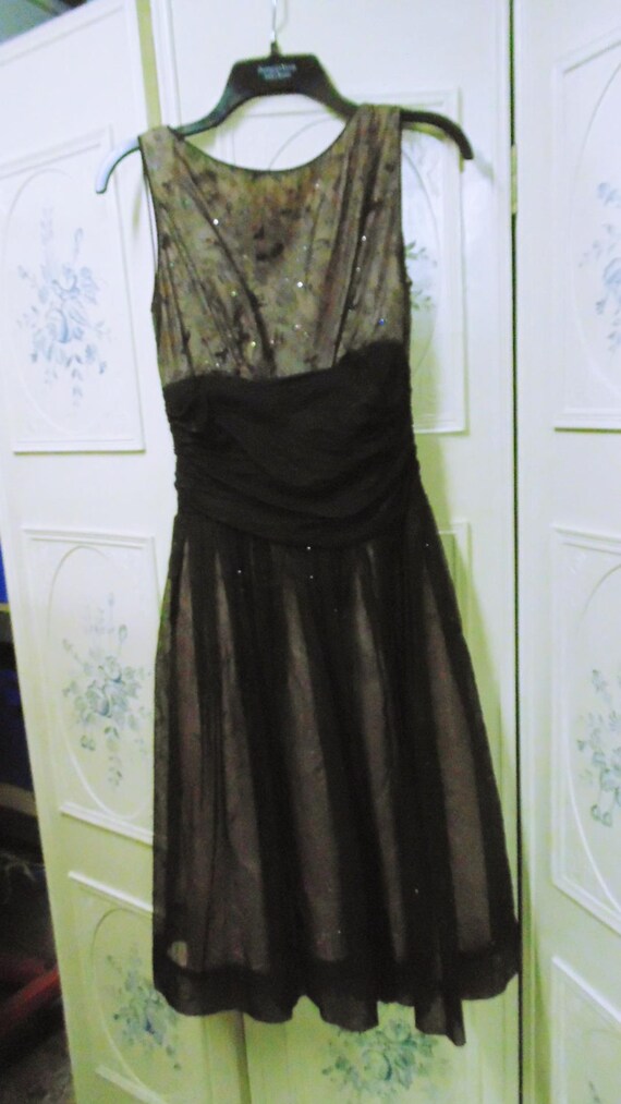 1950's Black Party Dress, Sleeveless, Bust 33"