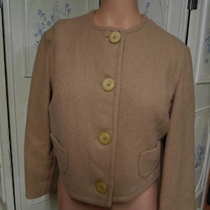 Vintage Beige Wool 2 Piece Suit, Bust 38&quot;
