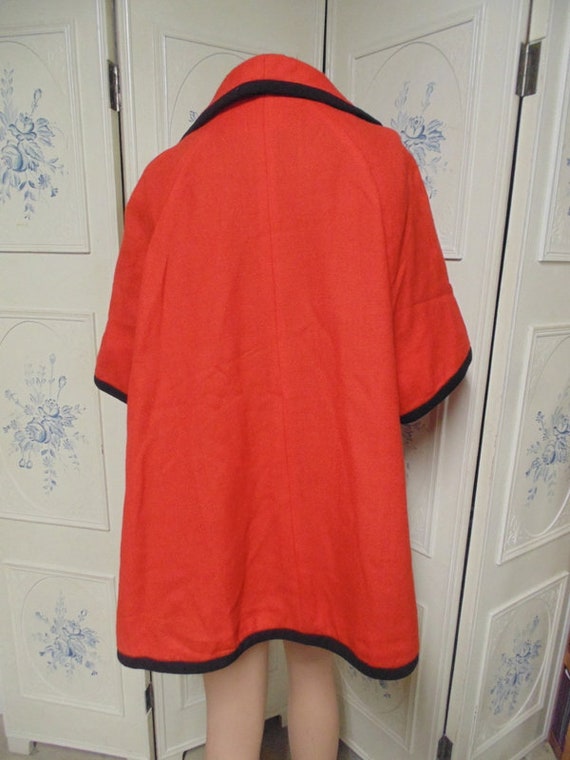 Vintage Red Swing Coat, Elbow Length Sleeves, Mam… - image 3