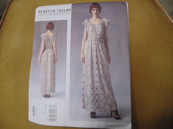 Vogue Designer Dress Pattern #1352, Rebecca Taylor, Size 8-16, UNCUT