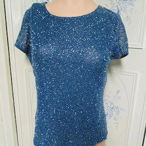 Papell Boutique Evening Teal Beaded Top, Size Medium