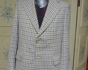 Vintage Mens' Plaid Suit Jacket, by Wallachs, New York, Chest 44"