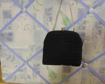 Bolso de noche vintage con cuentas negras - Hecho a mano en Hong Kong