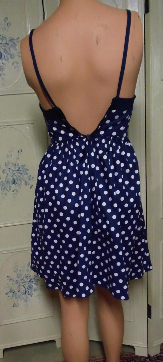 Laura Ashley Polka Dot Blue Dress, Sleeveless, Si… - image 2