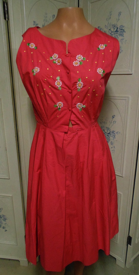 Vintage Italian 50s Dress with Embroidery, Barbara