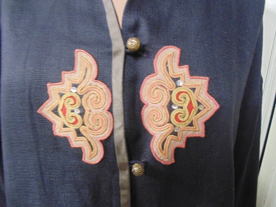 Chinese Linen Jacket with round Buttons, Bust 48" - image 4