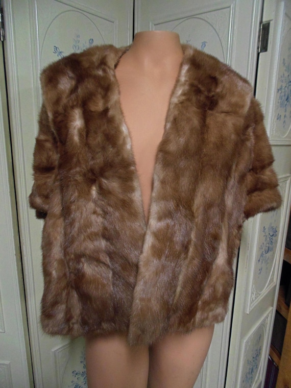 Dark Colored Mink Stole, Shoulder to Shoulder 18" - image 1