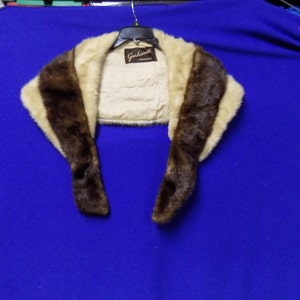 Vintage White and Brown Fur Stole, Gerhardt of Kansas City