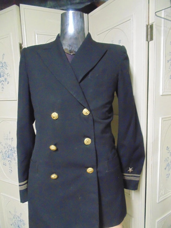 Vintage Black Naval Jacket Size 40