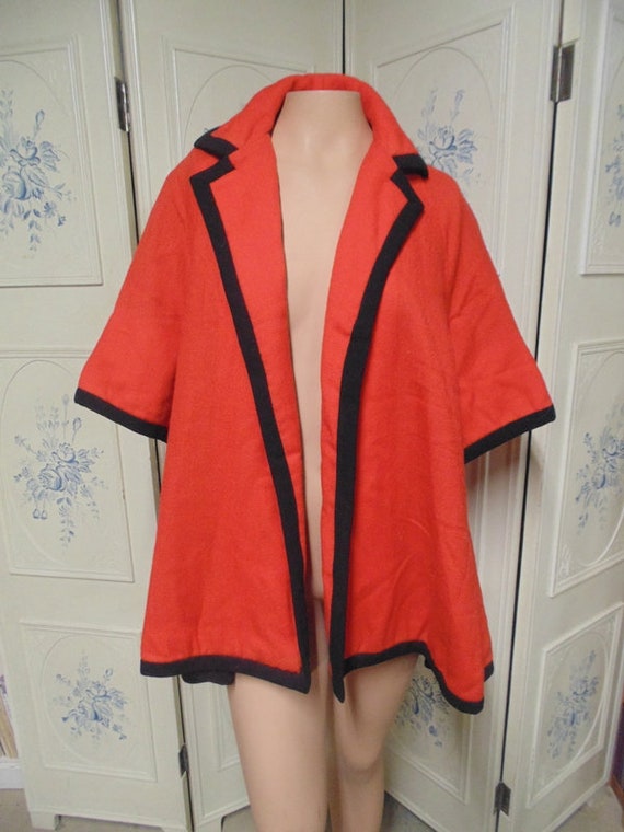 Vintage Red Swing Coat, Elbow Length Sleeves, Mam… - image 1