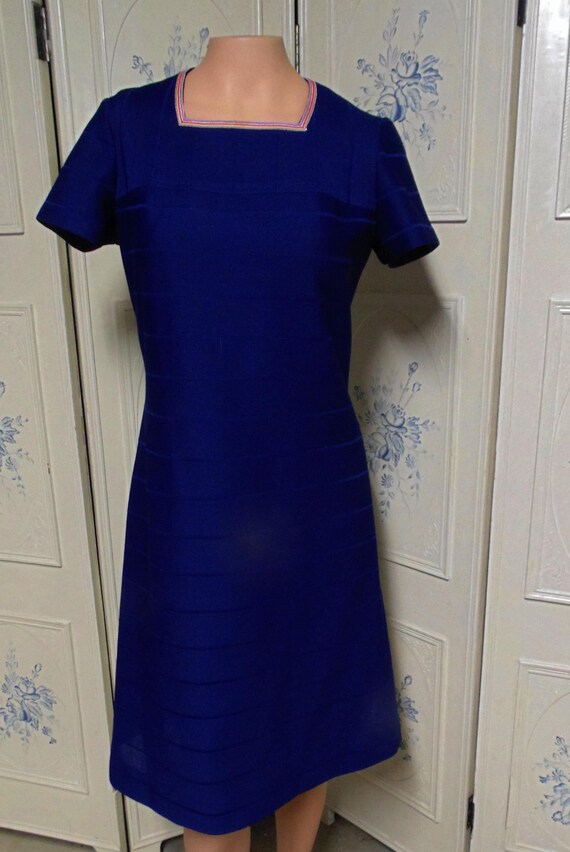 1970 Beacon Street Blue Dress and Jacket, Bust 38"