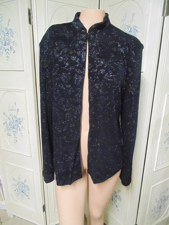 Black Beaded Jacket, Xscape by Joanna Chen, Size Large