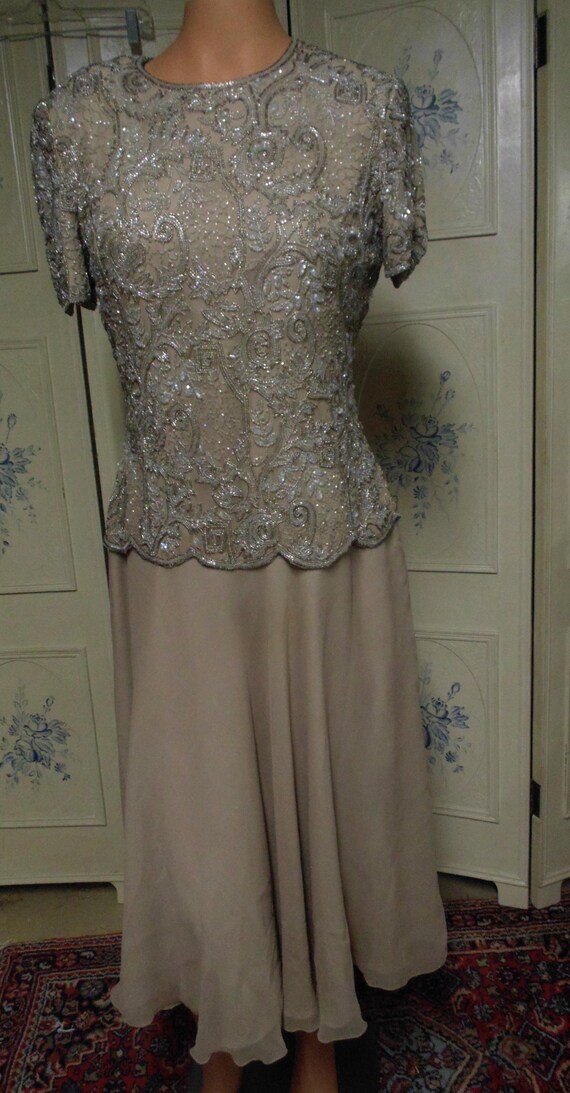 Adrianna Papell Silk Beaded Evening Dress, Size 6P