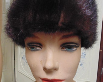 Vintage Dark Mink Hat, 20 1/2" inside Size