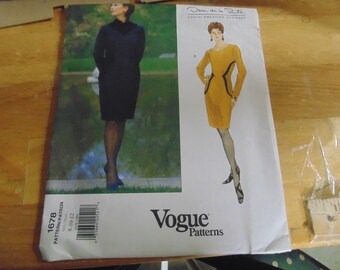Vogue Oscar de la Renta Dress Pattern 1678, Size 8-10-12, UNCUT