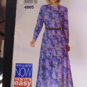 See & Sew Dress Pattern, #4805, UNCUT, Size 12-16