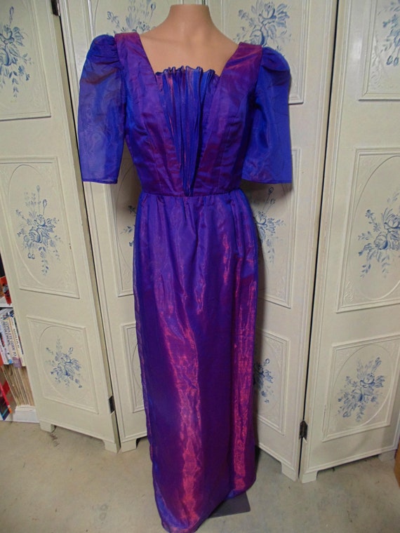 Vintage Blue Metallic Gown, Size 12 - image 1