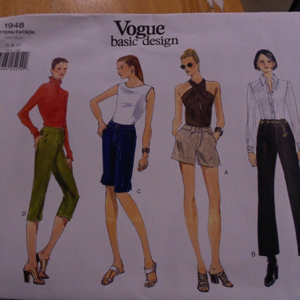 Vogue Shorts and Pants Pattern, #1948, Size  6-8-10