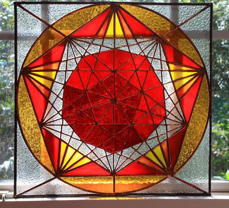 Stained Glass Tiffany Sacred Geometry Dodecahedron Pentagon Etsy