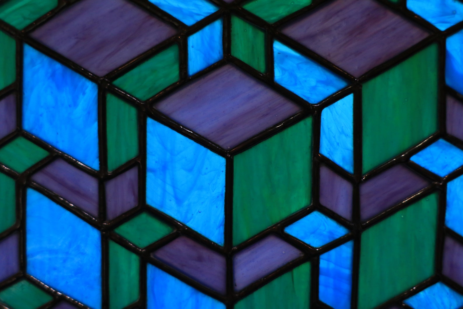 Stained Glass Tiffany Cubic Cubes Sacred Geometry Design Etsy