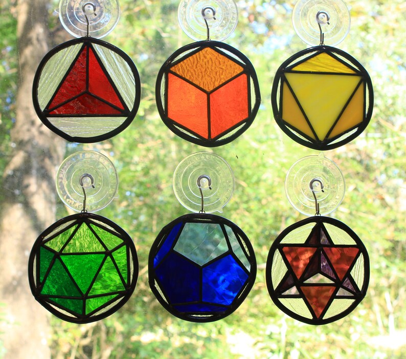 Stained Glass Tiffany Sacred Geometry Platonic Solid Set Etsy