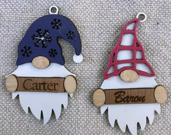 Gnome Christmas Ornament | Ornament Set | Hand-painted Holiday Decoration | Garden Gnome | Personalized Christmas Gift