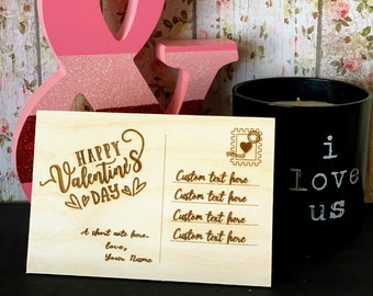 Valentines Card | Wooden Post Cards | Custom Valentine | Personalized Gift | Wood artwork | Custom Engraving