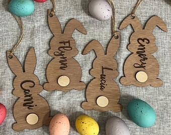 Personalized Easter Basket Tags | Custom Bunny Tags | Easter Gift | Personalized Wood Name | Custom Name Label