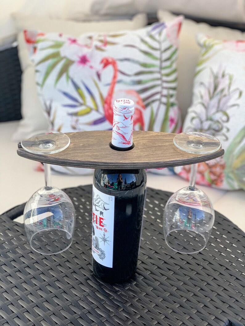 Wine Caddy Wine Holder Glass Holder Gift Glass Caddy Drink Carrier Picnic Laser Engraved Personalized image 4