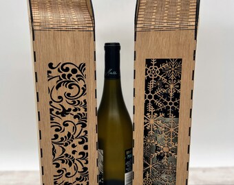 Wine Gift Box | Wooden Wine Box | Personalized Gift | Laser-cut Wood | Houewarming present