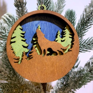 Set of 5 Christmas Ornaments Layered Wood Hand-painted Ornament Christmas Tree Decor Woodland Animals image 5
